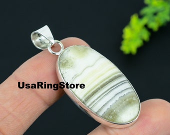 Handmade Zebra Calcite 925 Sterling Silver Pendant