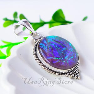 Australian Triplet Fire Opal Pendant: 925 Sterling Silver Necklace