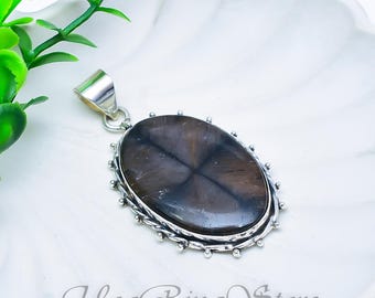 Unique Chiastolite Cross Pendant, 925 Sterling Silver, Gothic Boho Statement Jewelry