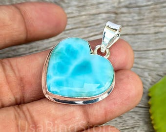 Larimar Striped Heart Pendant Larimar Striped Heart Pendant