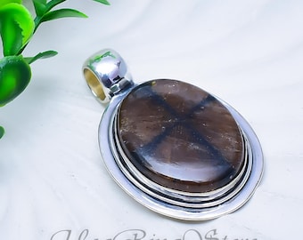 Unique Chiastolite Cross Pendant, 925 Sterling Silver, Gothic Boho Statement Jewelry