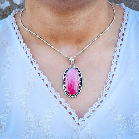 シルバー925 ピンクオーバルペンダント シルバー925 ピンクオーバルペンダント