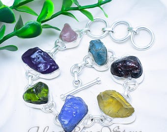 Handmade 7 Chakra Gemstone Bracelet, Sterling Silver, Boho Spiritual Jewelry