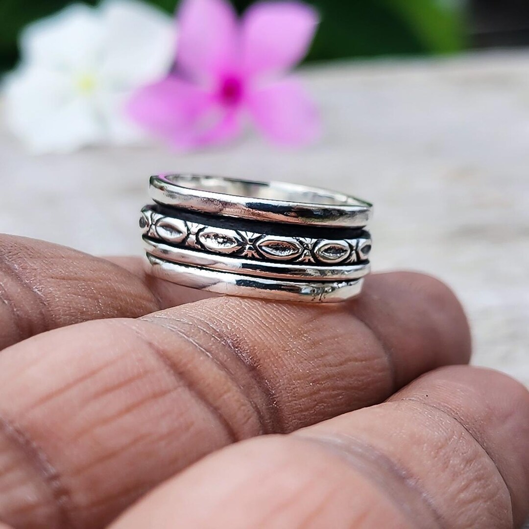 Bague Fleur En Argent Massif - Taille 55 - Modèle Vintage - Occasion En Bon état