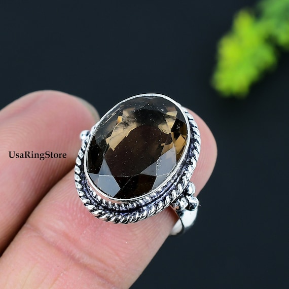 Smokey Topaz Gemstone 925 Sterling Silver Handmade Ring  Smokey Topaz 925 Sterling Silver Ring display picture 1