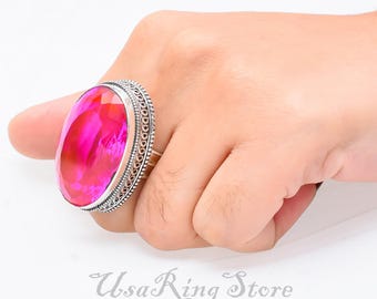 Handmade Pink Tourmaline Ring: 925 Sterling Silver Gemstone Jewelry