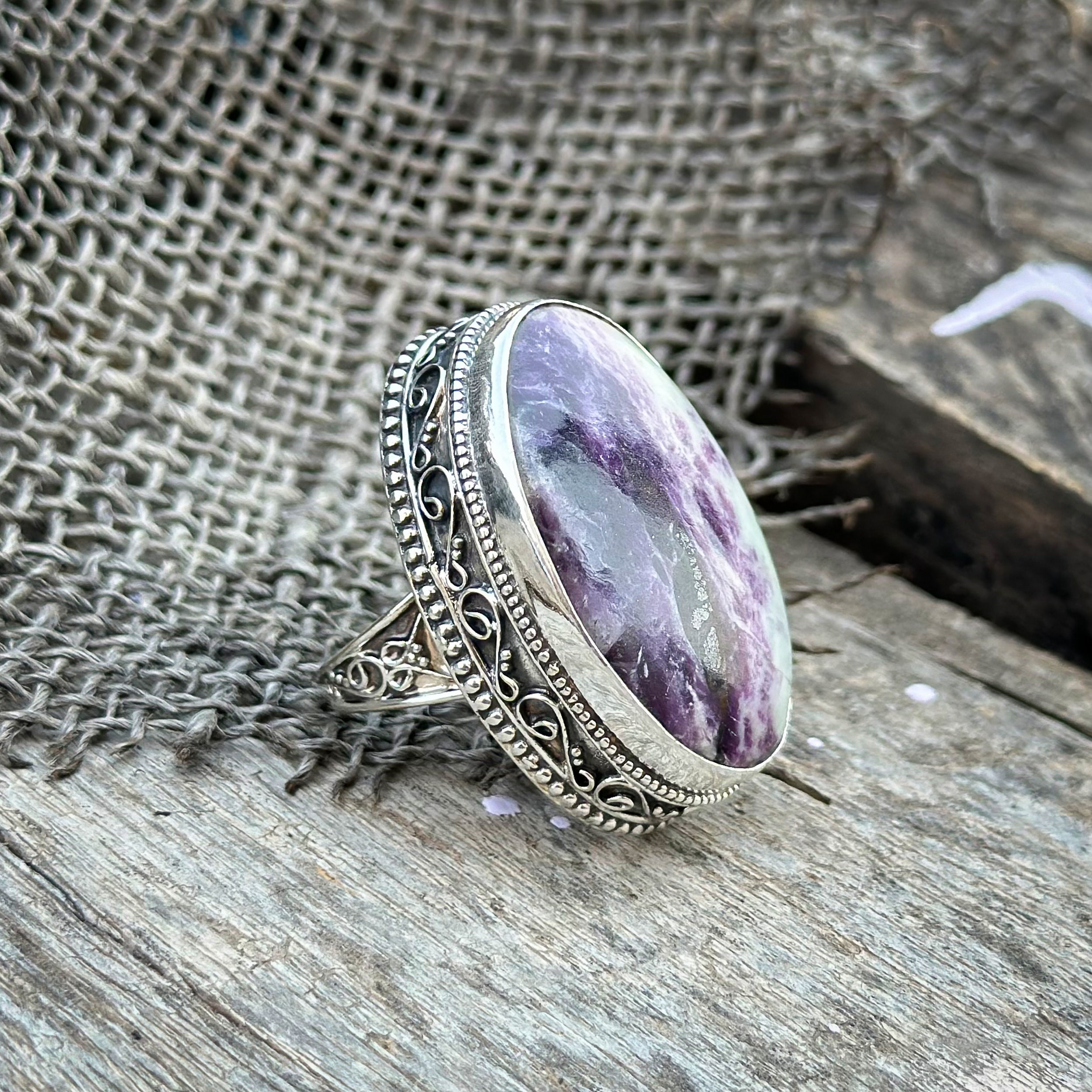 Charoite Ring in Fancy Frame Charoite Ring in Fancy Frame
