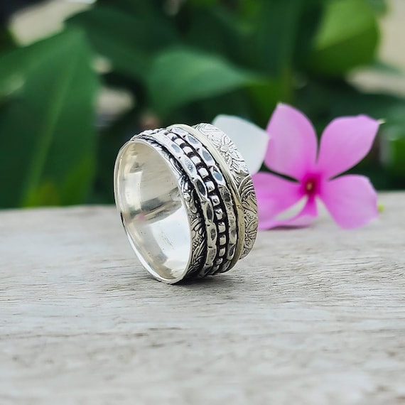 Sterling Silver Spinner Ring: 925 Meditation Fidget Ring - Etsy