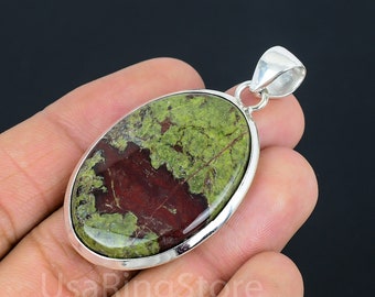 Dragon Blood Jasper Pendant -925 Sterling Silver Pendant -Dragon Jasper Gemstone Pendant -Handmade Jewelry Blood Jasper Jewelry Gift For Her