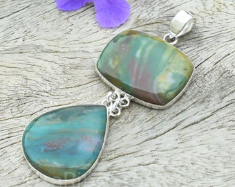 Colgante de jaspe oceánico en plata de ley 925 - Joyería artesanal