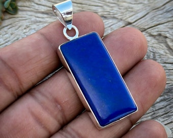 AAA+ Lapis Lazuli Pendant-Handmade Silver Pendant-925 Sterling Silver Pendant-Oval Lapis Lazuli Pendant-Gift for her-Taurus Birthstone