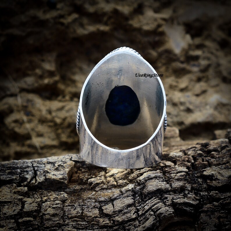 Promise Ring Worry Ring Blue Stone Ring 925 Sterling Silver Ring Wide Ring Gift For Her Lapis Lazuli Ring Handmade Ring