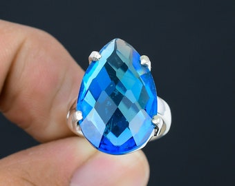 Blue Topaz Sterling Silver Ring: December Birthstone Jewelry