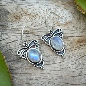 Rainbow Moonstone Earrings 925 Sterling Silver Moonstone Gemstone Earrings Jewelry Handmade Earrings Moonstone Jewelry Gift For Her Mother