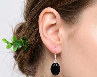 Unique Black Onyx Gemstone Earring 925 Sterling Silver Antique Style Gemstone