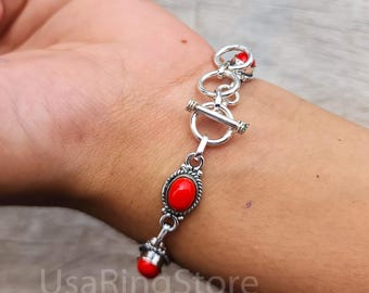 Armband Aus Roter Koralle, Silber Und Türkisen | Badisches Auktionshaus