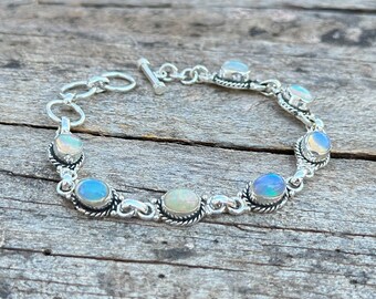 エチオピア産オパールブレスレット：ハンドメイド925