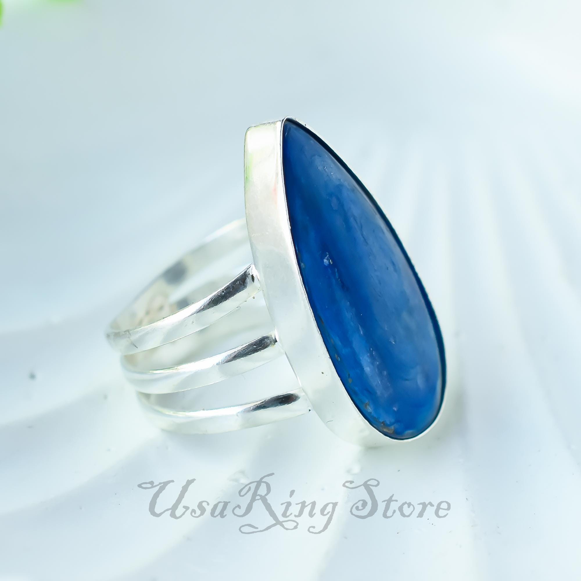 Anello in cianite / Argento Sterling 925 / Rodio vermeil / Pietra preziosa curativa / Anello di promessa / Regalo per lei / Taglio rotondo / Anello Anello in cianite / Argento Sterling 925 / Rodio vermeil / Pietra preziosa curativa / Anello di promessa / Regalo per lei / Taglio rotondo / Anello