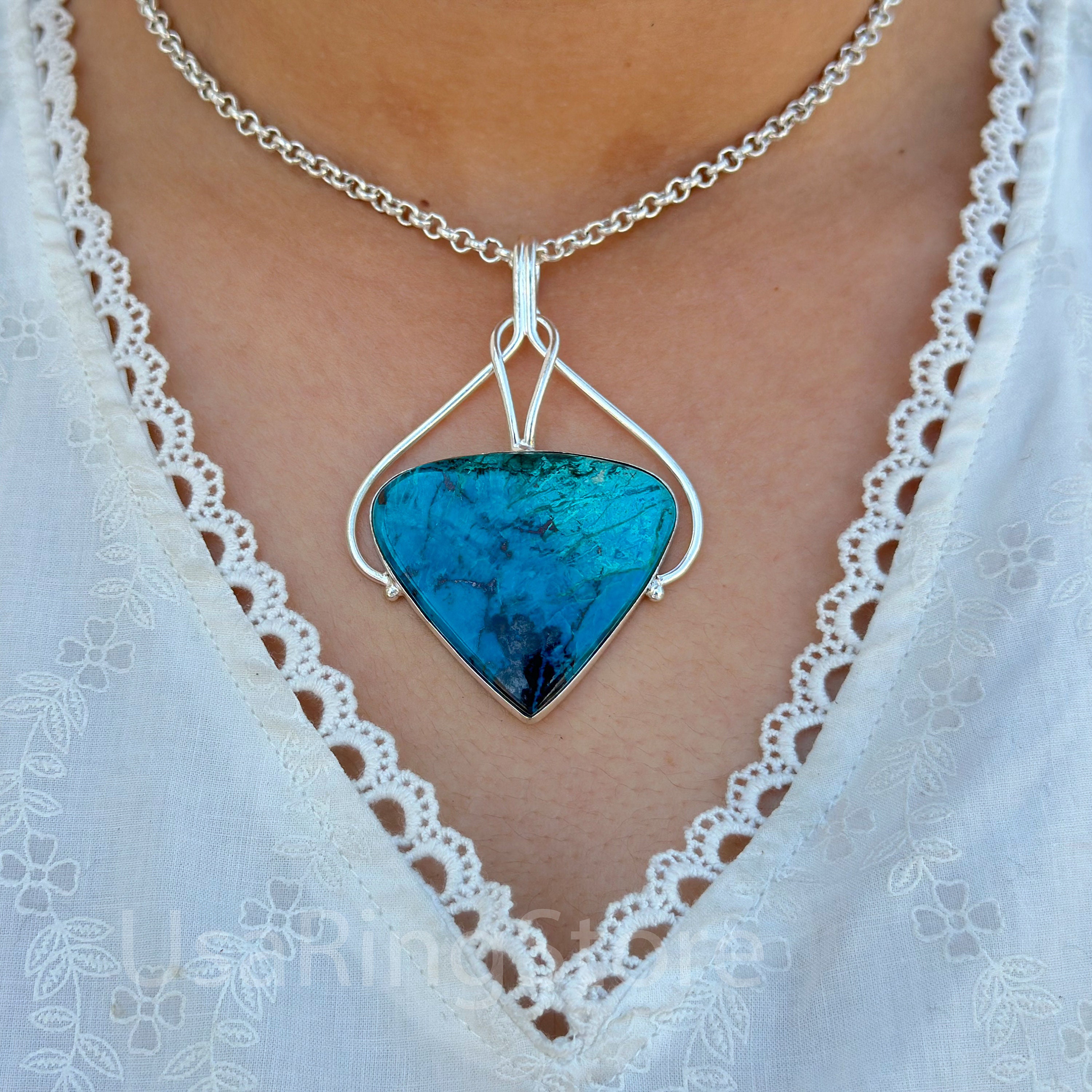 シルバーネックレス ブルー - Etsy 日本