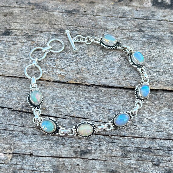 エチオピア産オパールブレスレット：ハンドメイド925