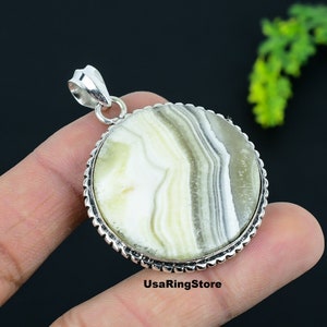 Handcrafted Zebra Calcite Pendant Natural Gemstone Pendant 925 Sterling Silver Statement Necklace Unique Jewelry Vibes Zebra Calcite Pendant