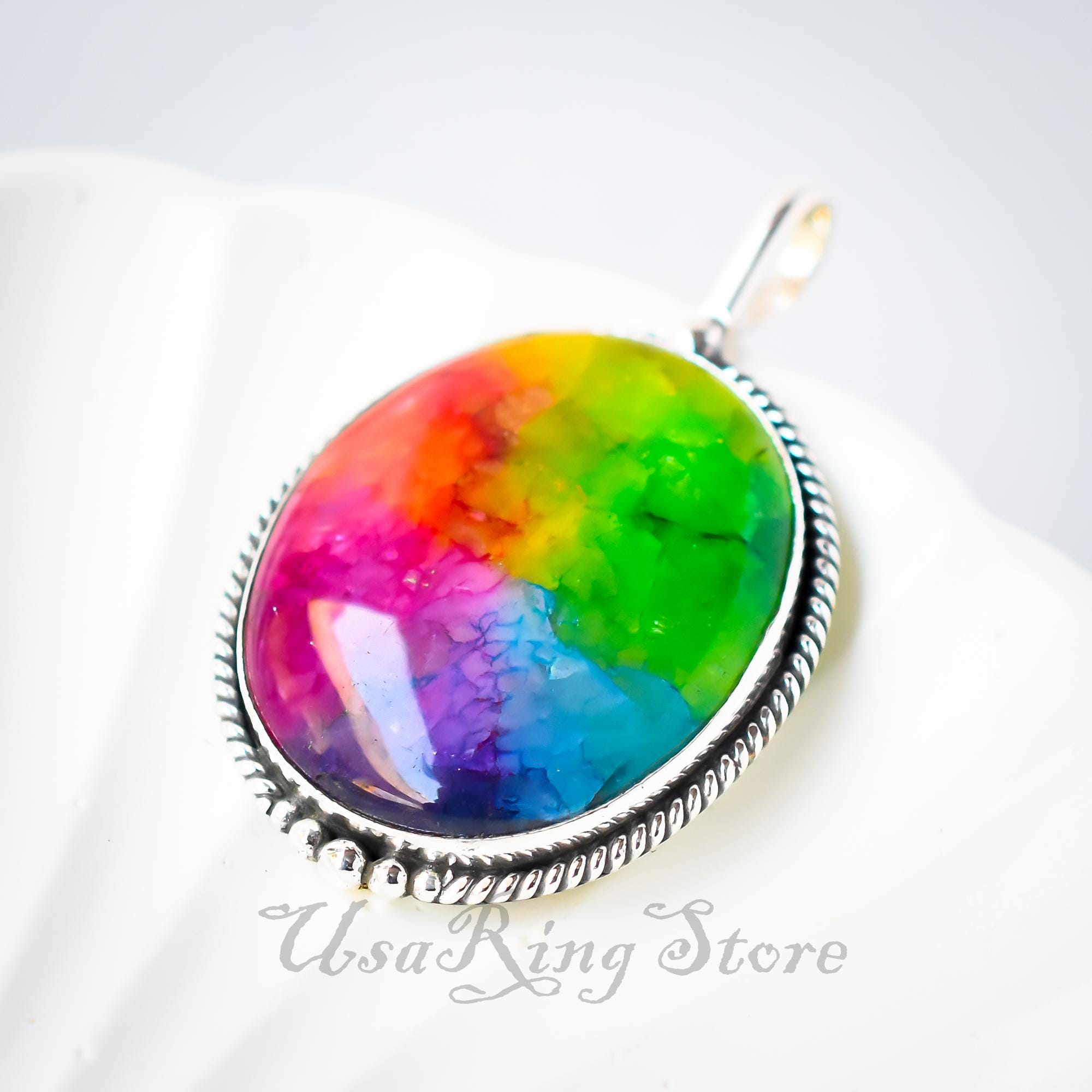 レインボーソーラークォーツペンダントネックレス：スターリングシルバーのボヘミアンジュエリー - Etsy 日本