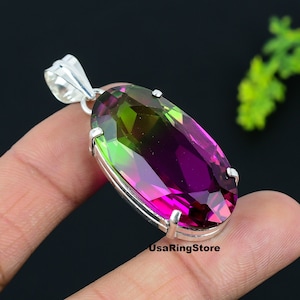 Watermelon Tourmaline Pendant Tourmaline Pendant Cocktail Pendant Bi-Color Watermelon Pendant 925 Sterling Silver Women Gift Gift for Mother