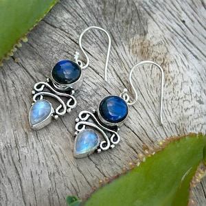 Orecchini Artigianali In Argento 925 Con Labradorite E Pietra Di Luna – Gioielli Unici CA-46
