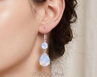 Teardrop White  Topaz Gemstone Earrings 925 Sterling Silver Desigenr Earring