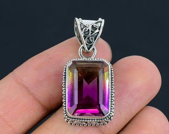 Handmade Multi Tourmaline 925 Sterling Silver Pendant