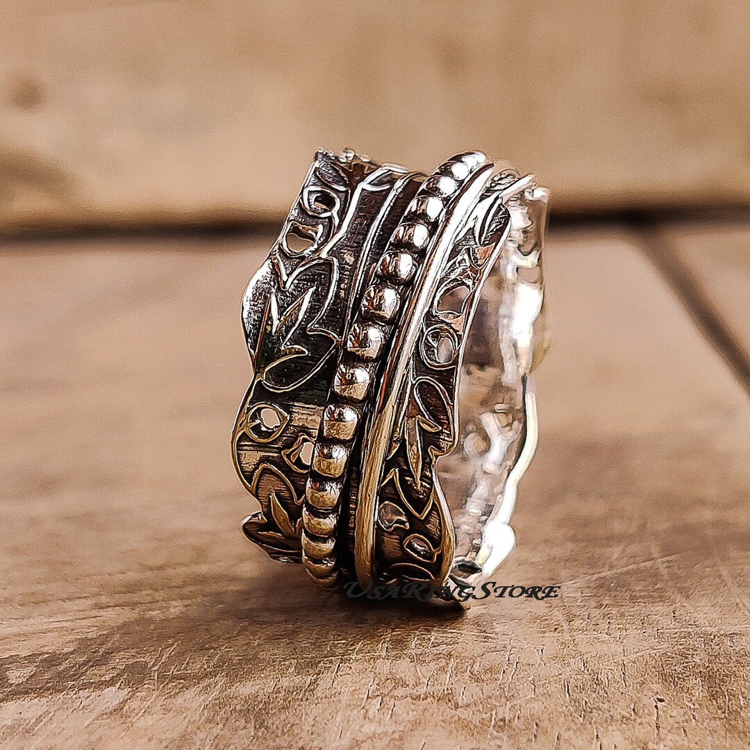 Sterling Silver Spinner Ring: Handmade Meditation Fidget Ring - Etsy UK