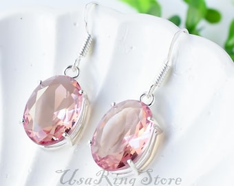 Kunzite Earrings 925 Sterling Silver | Gemstone Jewelry Gift for Her | Mother’s Day Earrings | Handmade Elegant Kunzite Silver Earrings