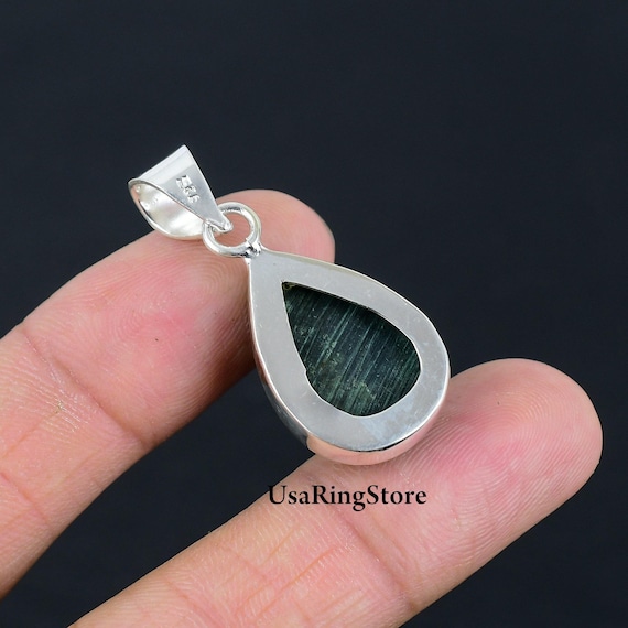 Ciondolo Con Cabochon Ovale In Malachite E Argento 925 - Ciondoli - Foto 10