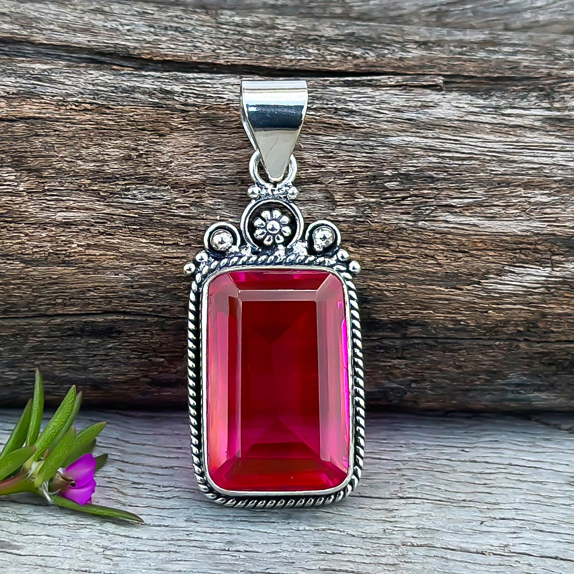 ハンドメイドピンクトルマリン925スターリングシルバーペンダント