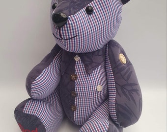 Keepsake Remembrance Bear/Ted/Teddy from Loved Ones Clothes to remember them by. Help with grief and to keep memories alive