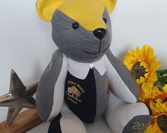 School Uniform Keepsake Memory Bear/Ted/Teddy - Made from Infants, Junior, Primary, Senior School Uniform