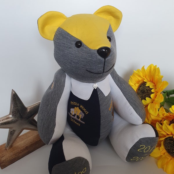 School Uniform Keepsake Memory Bear/Ted/Teddy - Made from Infants, Junior, Primary, Senior School Uniform