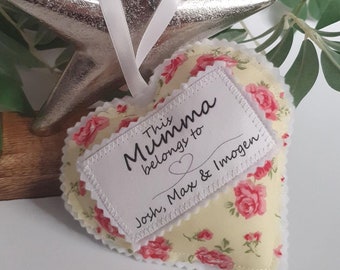 Mothers Day Message Heart - Hanging Padded Heart Decoration - Personalised Wording