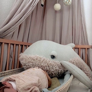 Large Whale Plush Toy Big Stuffed Animal for Kids Ocean Nursery Decor Huggable Cuddly Whale Soft Toy Nautical Theme Baby Shower Gift image 9