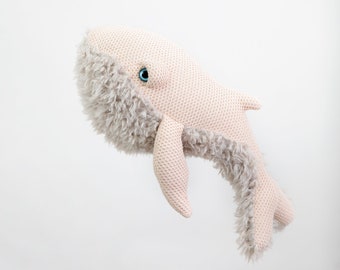 Handmade Whale Stuffed Animal - Cute Plush Toy for Kids - Soft Pink Nursery Decor - Ocean-Themed Baby Gift - Unique Gift for Girls and Boys