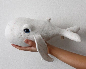 Mini Albino Whale - Handmade plush toy