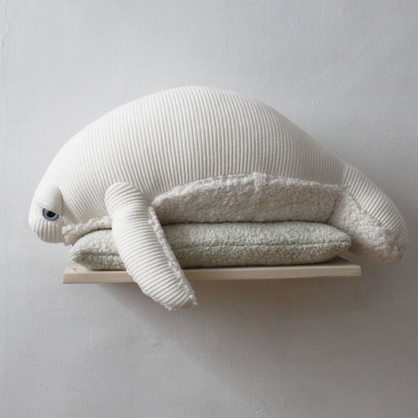 Large White Manatee Plush Toy - Soft & Cuddly Stuffed Animal - Ocean-Themed Nursery Decor - Handmade Sea Creature Gift