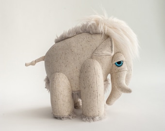 Small Albino Mammoth - Handmade Stuffed Animal