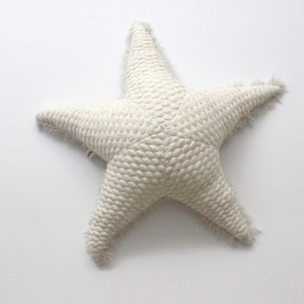 Handcrafted Small White Starfish Plush Toy - Nautical Nursery Decor - Ocean Themed Kids Toy - Coastal Beach Stuffed Animal - Soft Sea Star