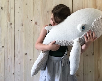 Big Albino Whale - Handmade plush toy