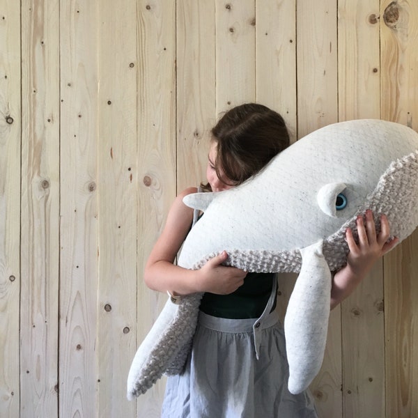 Large Whale Stuffed Animal Plush Toy - Ocean Themed Nursery Decor - Soft and Cuddly Whale Plushie - Kids' Sea Creature Gift - Nautical