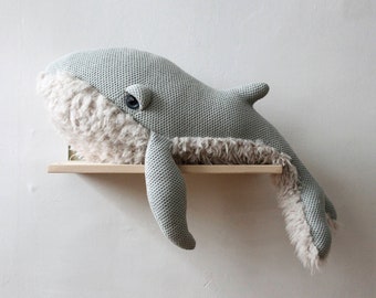 Large Whale Stuffed Animal Plush - Ocean Themed Nursery Decor - Cute Whale Soft Toy - Nautical Baby Gift - Handmade Ocean Creature Plushie