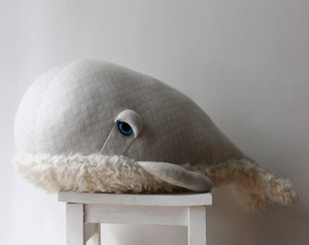 Handmade Big Whale Stuffed Animal - Ocean-Themed Plush Toy - Nautical Nursery Decor - Soft Whale Toy for Kids - Unique Whale Gift