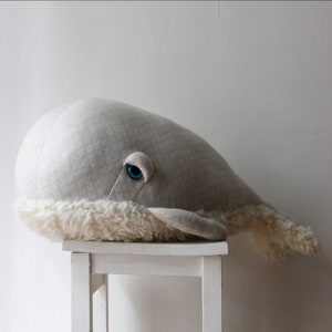 Handmade Big Whale Stuffed Animal Ocean-Themed Plush Toy Nautical Nursery Decor Soft Whale Toy for Kids Unique Whale Gift image 1