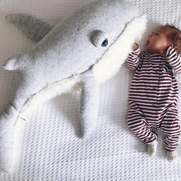 Handmade Big Whale Stuffed Animal Plush Toy - Nautical Nursery Decor - Ocean-Themed Baby Gift - Soft and Huggable Marine Life Plushie